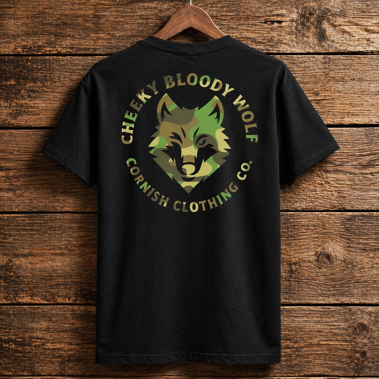 CBW Classic Tee - Black Camo Wolf